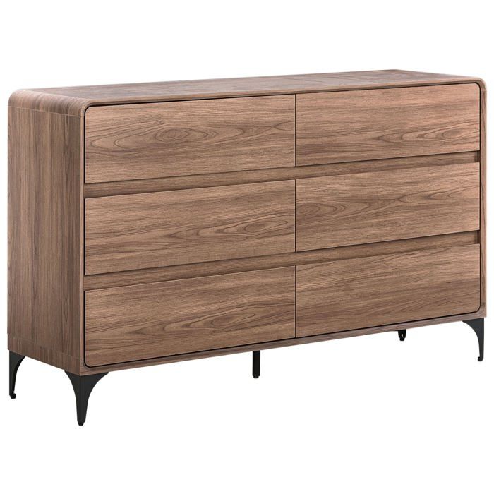 Commode à 6 tiroirs COWELL Marron foncé Commode à 6 tiroirs COWELL Marron foncé