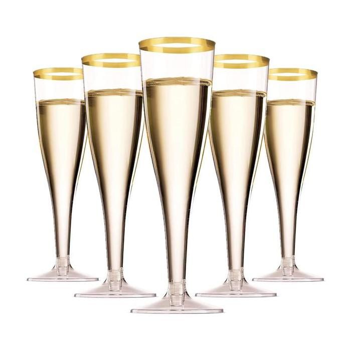 Lot de 50 verres à champagne à bord doré de