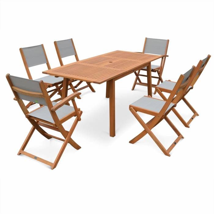 Salon De Jardin En Bois Almeria Table 120 180cm Rectangulaire