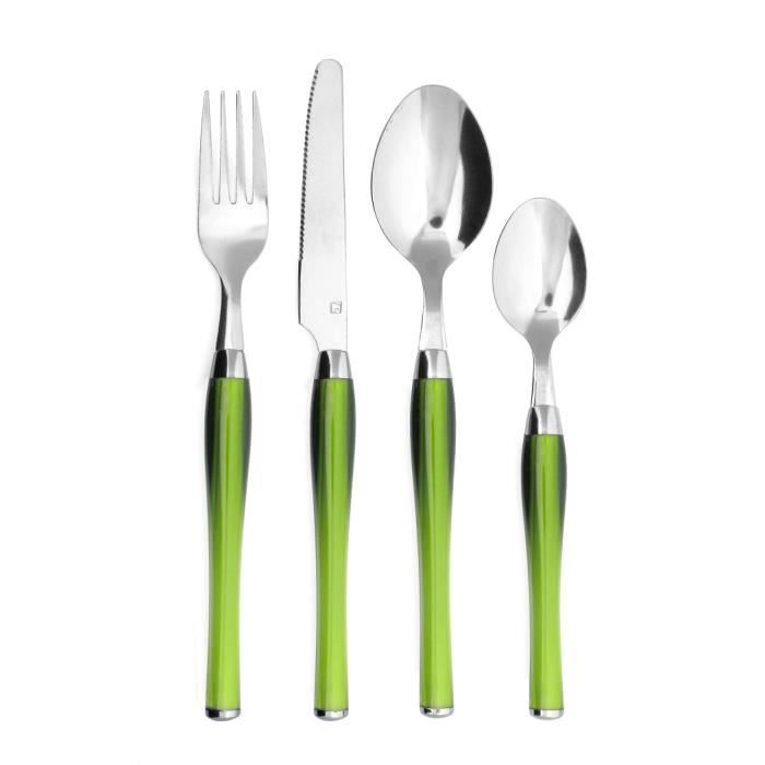 Ménagère 24 pièces - AMEFA - Green Panier - Acier 18/0 - Manche bi-matière - Polissage brillant Ménagère 24 pièces - AMEFA - Green Panier - Acier 18/0 - Manche bi-matière - Polissage brillant