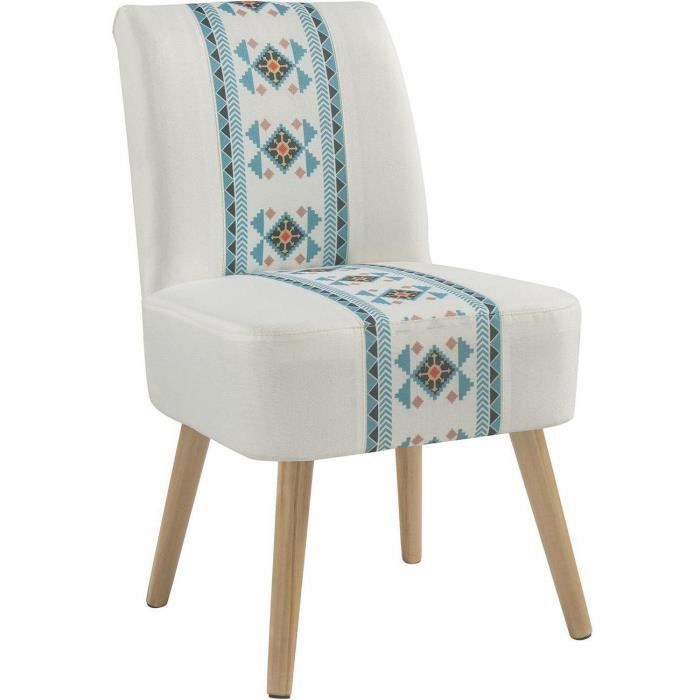 fauteuil celaya blanc - assise tissu pieds bois - athm design - contemporain - design