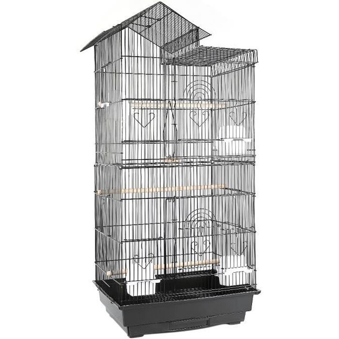 grande cage à oiseaux avec mangeoire perchoir extérieur pour perruches, canaris 46 x 35,5 x 99