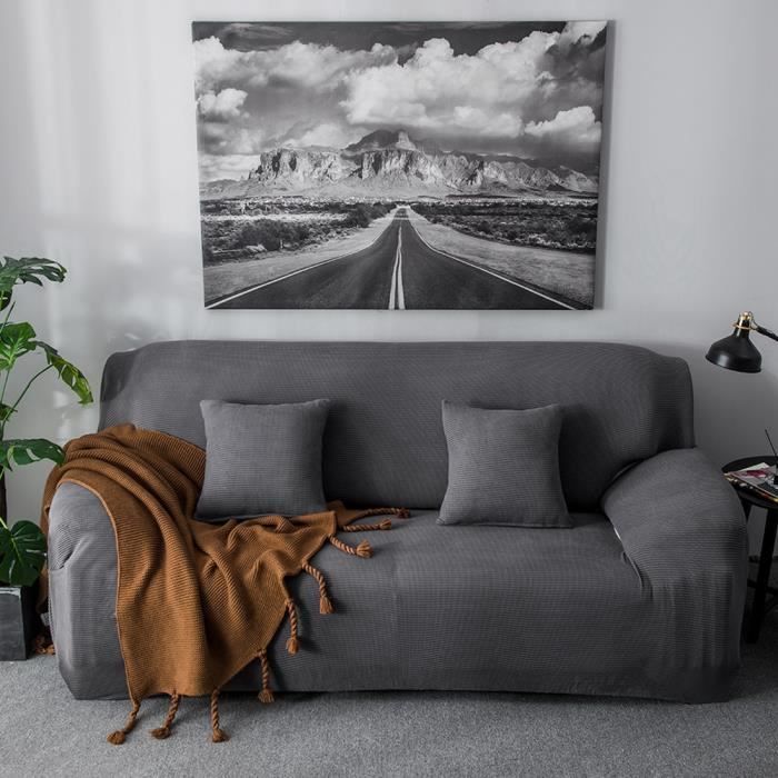 Housse De Canapé Extensible Revêtement De Canapé Protection Couverture Canapé Housse De Tissu 2 Placesgris Foncé Tam