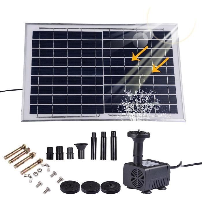 Pompe à Eau Solaire Submersible - Avec Panneau - Pour Bassin, Aquarium & Fontaine Décorative