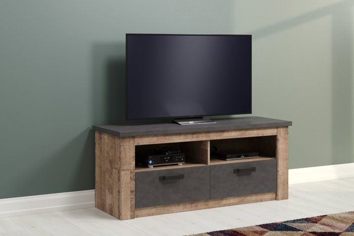 trendteam smart living meuble tv bas, bois mélamine, chêne de tabac + matera, 139 x 58 x 48 cm