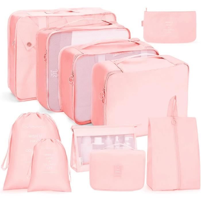 Lot De 10 Sacs De Voyage Organisateurs - Cubes De Compression, Sacs étanches Et à Linge - Pour Valise Et Sac à Dos - Range Tout Sans Désordre