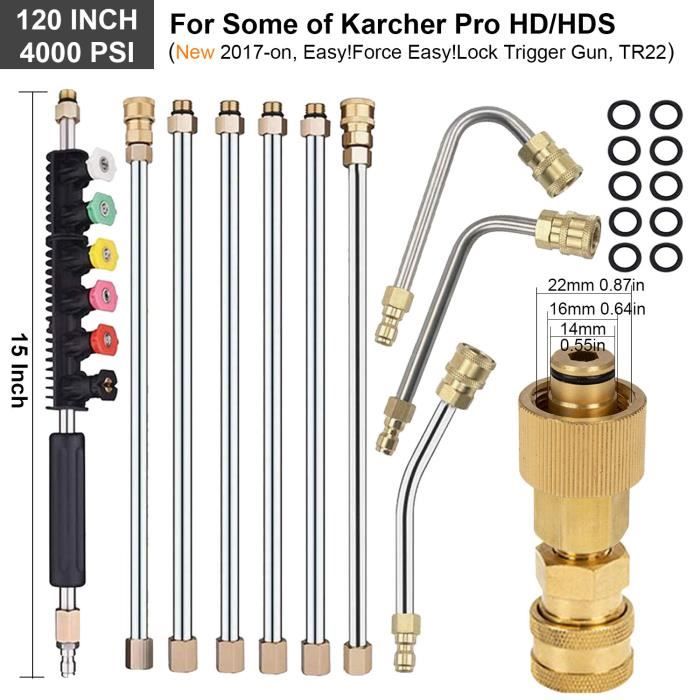 Rallonge nettoyeur haute pression 15 avec 5 embouts, filetage mâle M22-14 mm, déconnexion