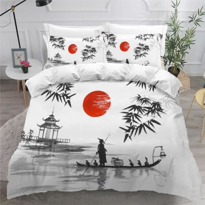 Housse De Couette 220X240 Style Japonais Adultes Parure De Lit 2