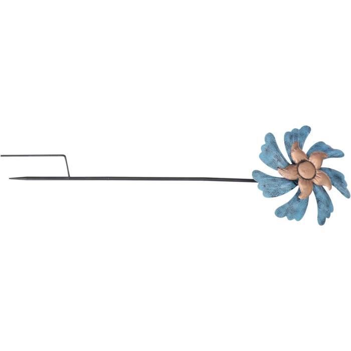 Moulin à Vent Fleur Jardin – 28 Cm, Tige Polyester/Fibre Verre – Déco Extérieure Rotative, Légère, Sûre