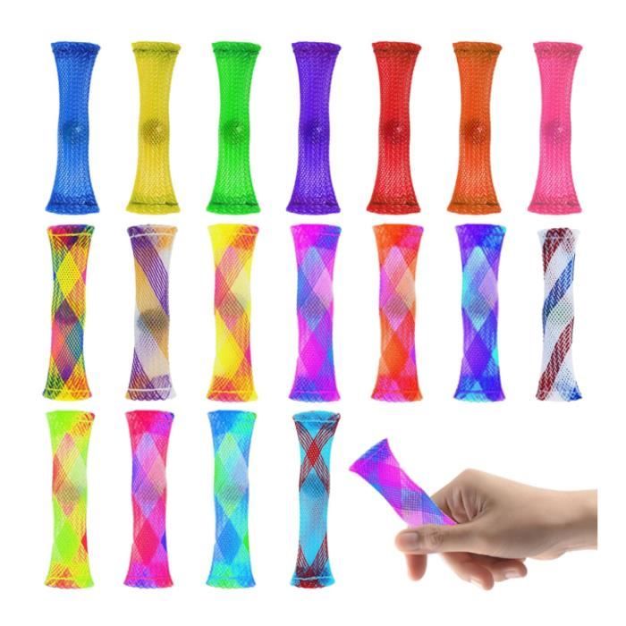Lot de 30 tubes en maille tissée avec jouet en marbre, jouet fidget toy, jouet anti-anxiété, jouet anti-stress pour enfants et adultes