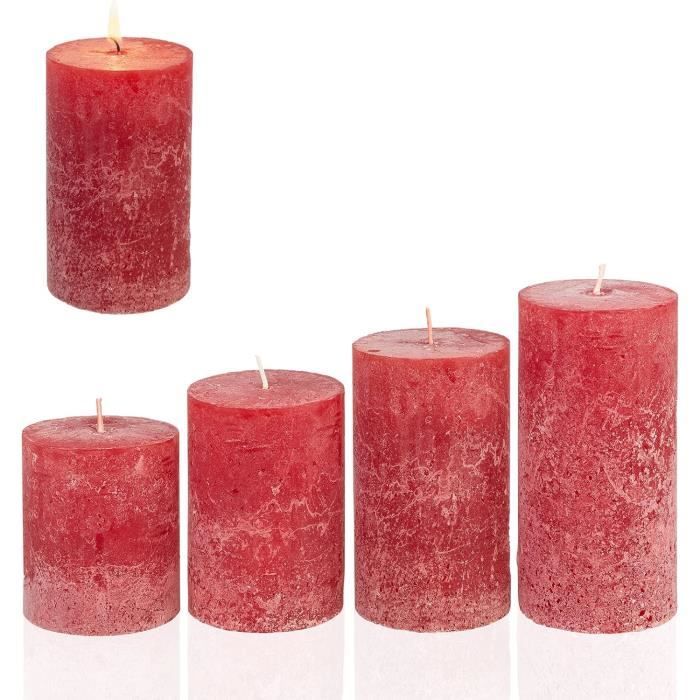 Décoration Bougies Rustiques Set De 4 Bougies Piliers Rustiques Bleu Paon - 4x5 Cm - Environ 7h De Combustion Set Bougies Bleu Paon