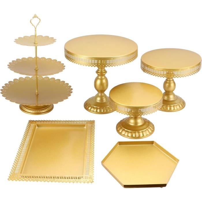 Lot De 3 Présentoirs à Gâteaux JUJOYBD - 3 Étagères Dorées - Pour Mariage, Anniversaire