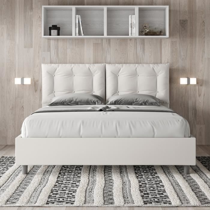 Lit Annalisa 160x190 sans sommier blanc Lit Annalisa 160x190 sans sommier blanc