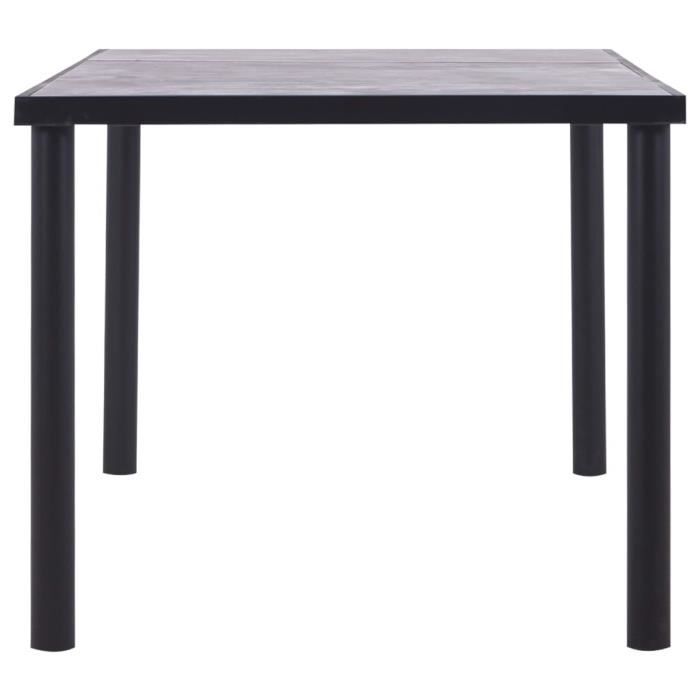 table de salle à manger kai noir et gris béton 180x90x75 cm - mdf - moderne - contemporain - design