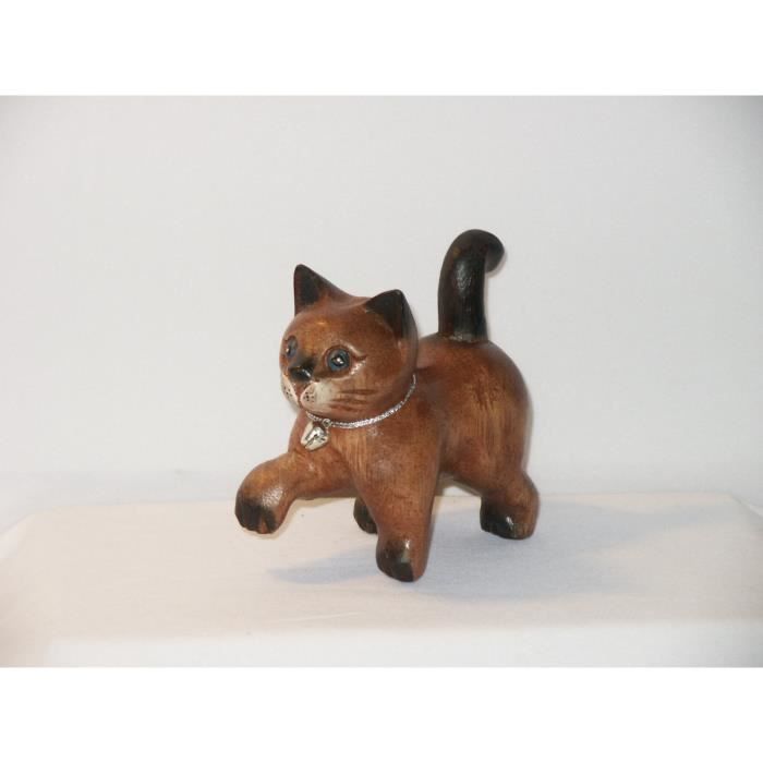 N°44 Petit chat sculpté en bois de Suar 