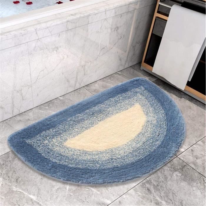 Tapis De Douche Incurvé Antidérapant En Laine D'Agneau - Absorbant, Lavable En Machine, Idéal Pour Sortie De Cabine De Douche 45x100cm (Océan)