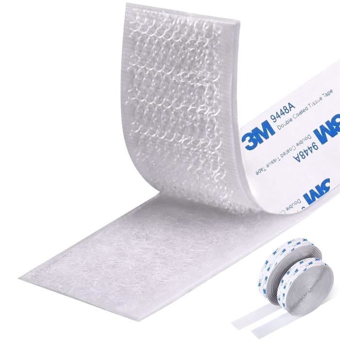 Scratch Double Face Velcro Lot De 10 Pièces Scratch Autocollant Double Face, Bande Agrippantes Adhésives 3M Extra Fort, Réutilisables (3x10 Cm, Blanc) - Polyvalence Maximale Scratch Autocollant Rond