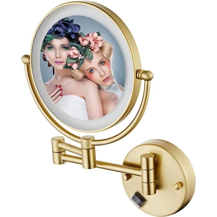 TUKA Miroir Maquillage Lumineux 5X Grossissant LED - Miroir Double Face Sur Pied Salle De Bain à Piles