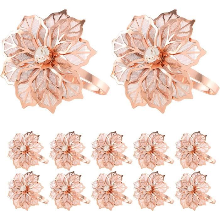 12 Ronds De Serviette De Noël - Alliage Doré Brillant - Motifs Festifs - Réutilisables - Décoration De Table