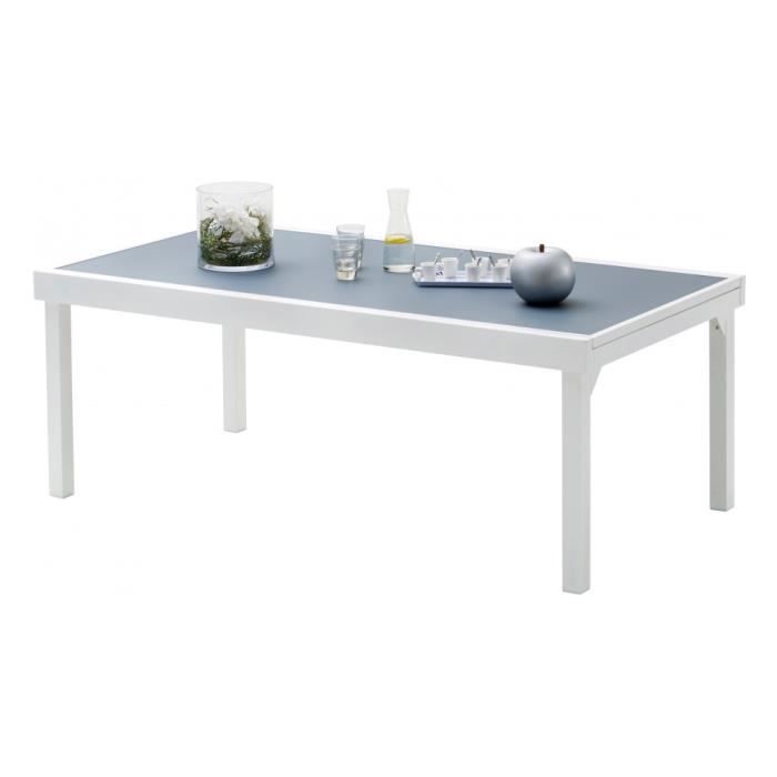Table De Jardin Rectangulaire Extensible Aluminium Blanc Et Verre