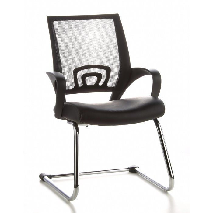 Chaises cantilever - hjh OFFICE - VISTO NET V - Noir - simili cuir/tissu à maille