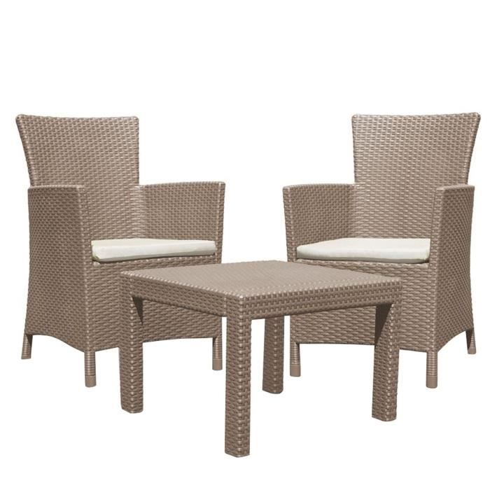 3tlg Salon Rotin Synthétique Ensemble De Jardin Ensemble De Sièges en Noir Table avec 2 chaises