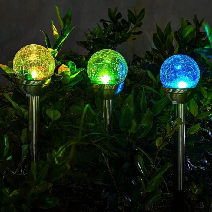 Lot de 4 lampes solaires à LED pour jardin, éclairage extérieur en forme de  boule