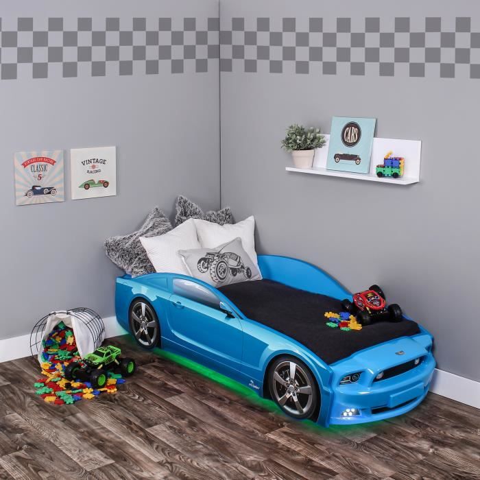 Lit Pour Enfant Kagu En Forme De Voiture Avec Eclairage Ledun Lit Pratique Et Confortable Pour Votre Enfant Bleu Cdiscount Pret A Porter