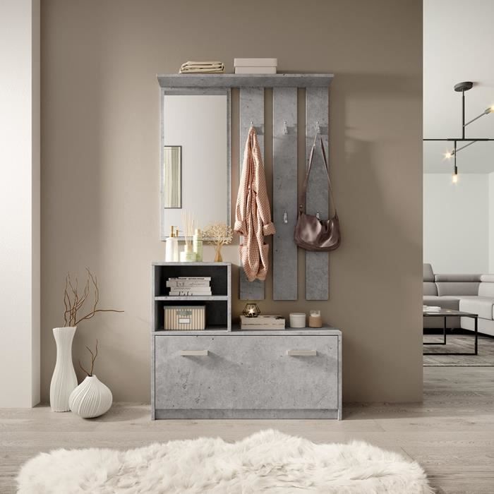 Vestiaire D Entree Meuble D Entree Ambre 85 Cm Beton