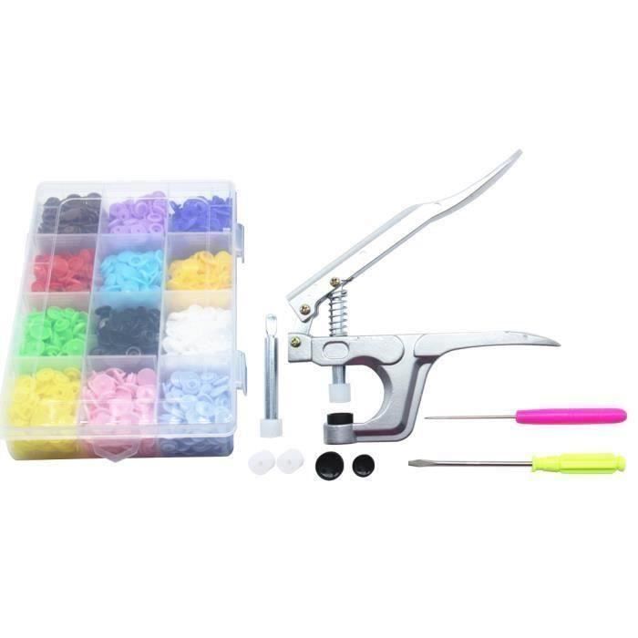 Swpeet Kit 384 Boutons-Pression Plastique T5 24 Couleurs + Pince Outil - Couture Et Artisanat