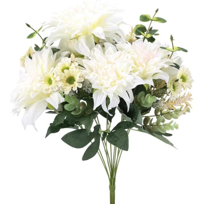Bouquet Fleurs Artificielles en Soie Fleurs Artificielles Blanches Dahlia  et Marguerite pour Mariage Vase Maison Centre de Table Arr - Cdiscount  Maison