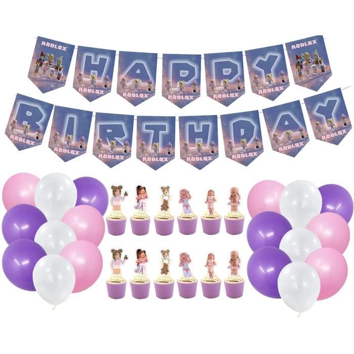 Roblox-Fournitures de décoration de fête d'anniversaire, carte d
