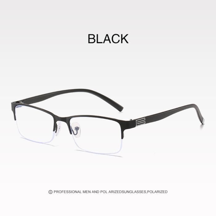 NOIR Dioptrie 0 5 Lunettes Demi monture Anti Lumiere Bleue Pour Homme Verres Pour Myopie Avec Achat Vente lunettes de lecture Cdiscount