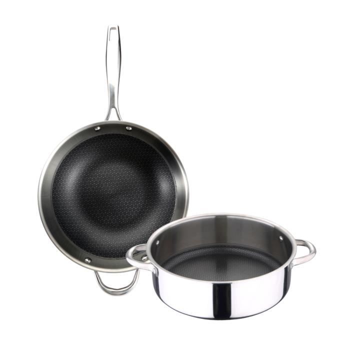 Batterie de Cuisine En Acier Inoxydable de Haute Qualité MASTERPRO Ensemble 2 Pièces Hi-Tech Poêle à Frire et Casserole