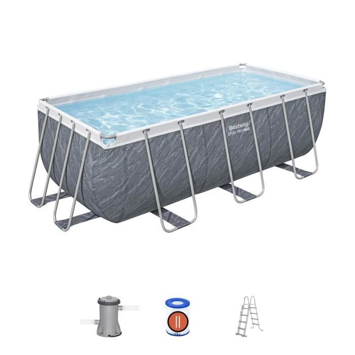 Kit Piscine hors sol tubulaire BESTWAY - Steel Pro Max - 412 x 201 x 122 cm - Rectangulaire (Filtre à cartouche échelle 1 cartouch