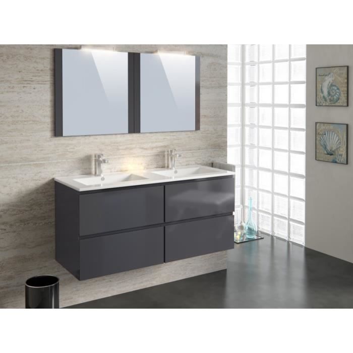 Fidji Meuble De Salle De Bain Gris Brillant L 120 Cm Achat