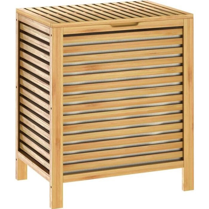 Panier à Linge En Bambou Avec Couvercle - 70 Litres, Dimensions 40 X 30 X 60 Cm, Design Naturel Et Pratique
