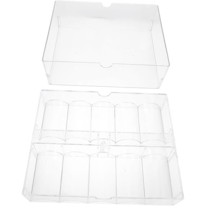 étui Jetons Poker Boîte à Jetons De Poker - Plateau Transparent Portable Avec Couvercle - Pratique - Plateau à Jetons De Poker - Avec Couvercle Organisation Jeu Fêtes Maison