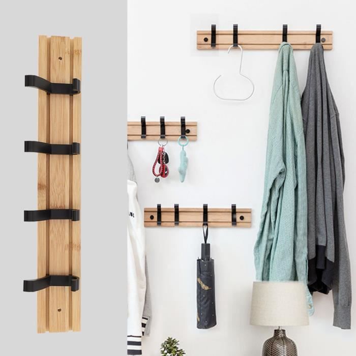 Bambou Crochet Board Rack Rail salle de bain Serviette Cintre Clé Titulaire Crochet Marron Bambou Crochet Board Rack Rail salle de bain Serviette Cintre Clé Titulaire Crochet Marron