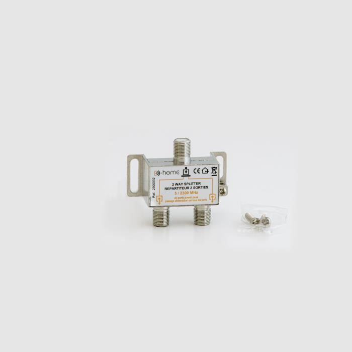 Répartiteur Satellite 2 Voies - Pour 2 Récepteurs Simultanés - Compatible DVB-S/S2, T/T2, C/C2 - 5-2400 MHz
