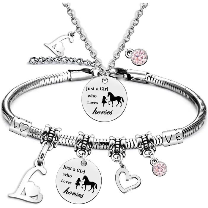 Collier Cheval Pour Filles Et Femmes En Acier Inoxydable Avec Pendentif