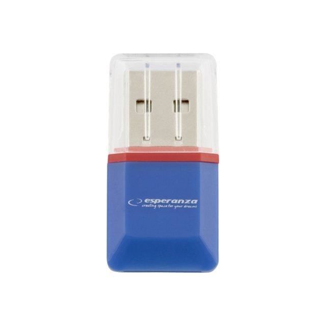 Esperanza Lecteur de carte MicroSD EA134B - Bleu - USB 2.0 - TransFlash microSD microSDHC