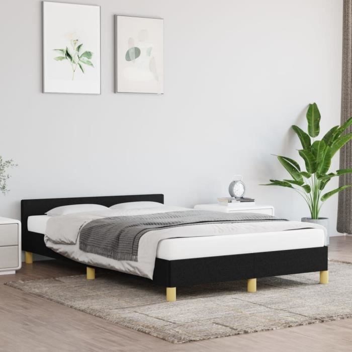 famirosa cadre de lit avec tête de lit noir 120x200 cm tissu-401