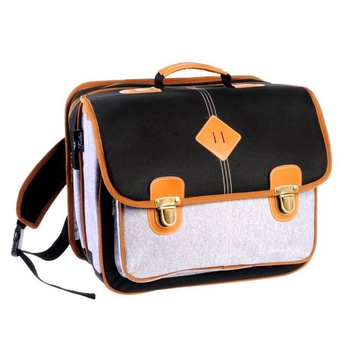 Cartable 38 CM Feather Noir Haut de gamme Garcon Noir Cdiscount