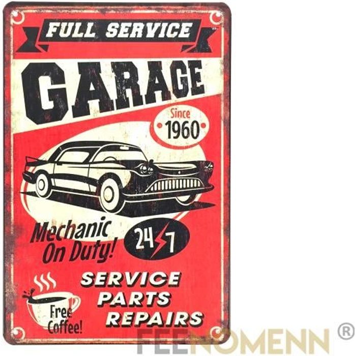 Plaque Décorative Vintage Garage – Métal – Style Mécanique – Neuve