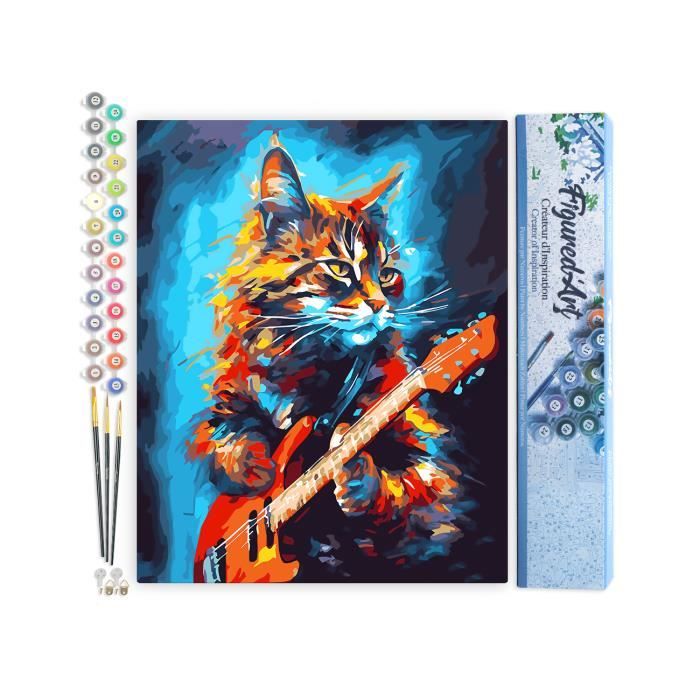 Achat Peinture Par Numéro Kit DIY - Chat En Pop Art - Toile Tendue Sur Chassis 5252914
