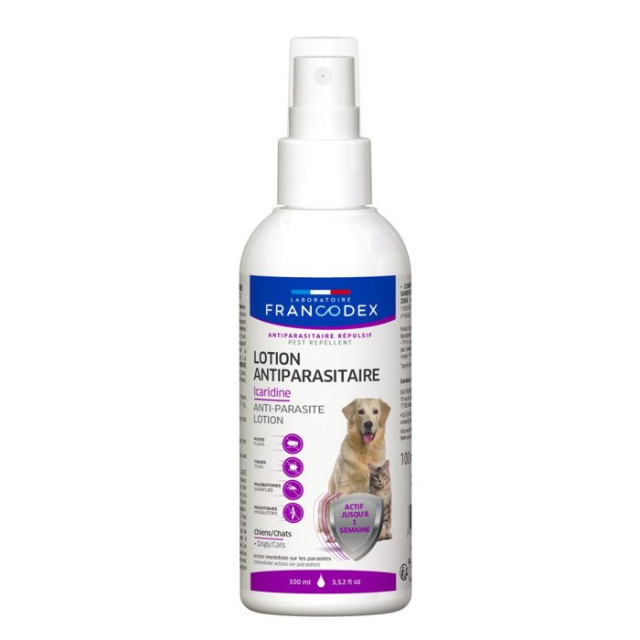 Lotion Antiparasitaire Icaridine 100 ml pour chat et chien - Francodex