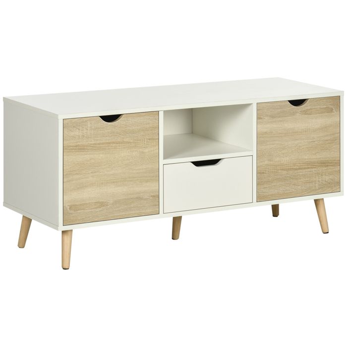 Meuble TV Avec Roulettes Et étagères - 80x40x40 Cm - Style Rustique - Pour Salon Ou Chambre - Montage Facile - 2