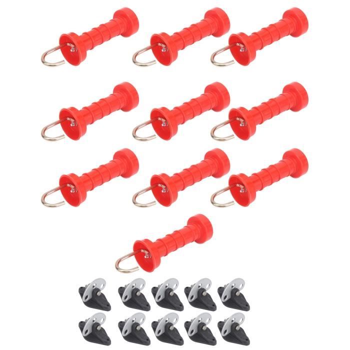 DIKACA Poignée De Clôture Électrique Isolée Plastique Noir - Loquet Porte Barbelé Robuste Pour Clôture