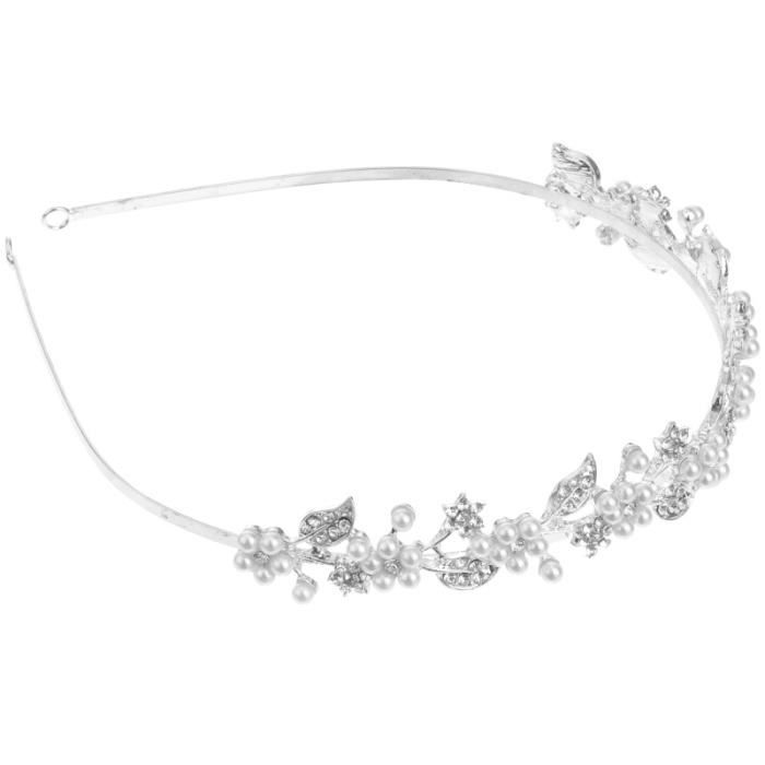 Bandeau Perle Ruban Couronne Perle Avec Ruban - Bandeau Mariée Adjustable - Pour Femmes, Filles - Cérémonie, Fête Cappello Donna